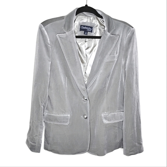 Chadwicks Velour Blazer Size 10 Party Cocktail Holiday Feminine Stretch Jacket - Picture 1 of 9